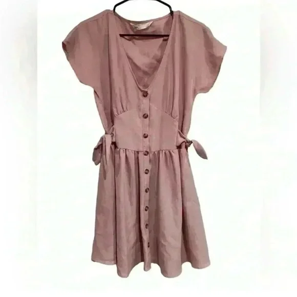 Zara Denim Dress Button Down Dusty Pink Side Tie
Mini Dress Flirty - Picture 8 of 10